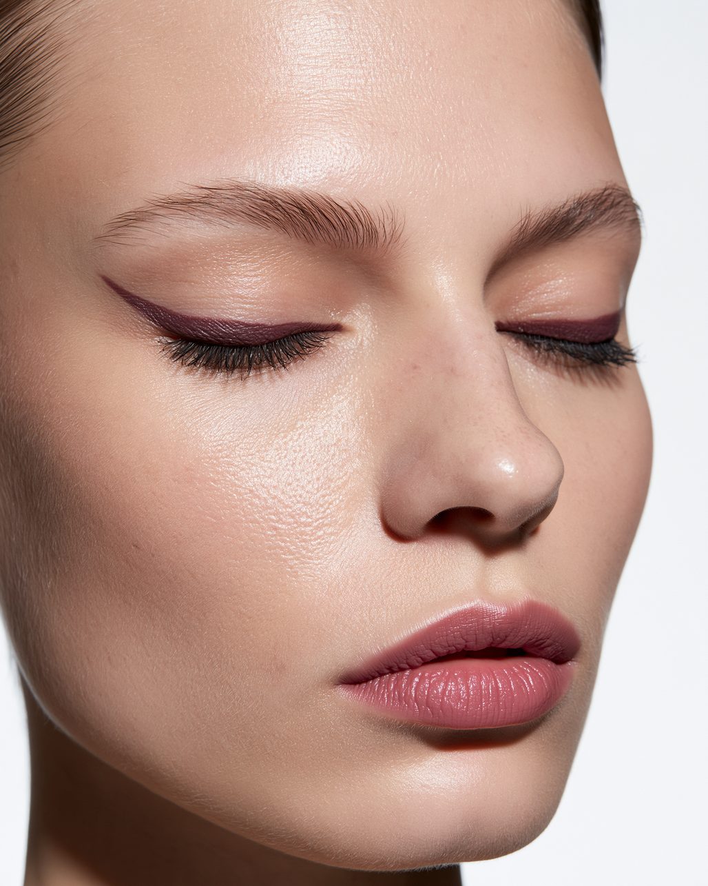 Femme appliquant délicatement son maquillage devant un miroir