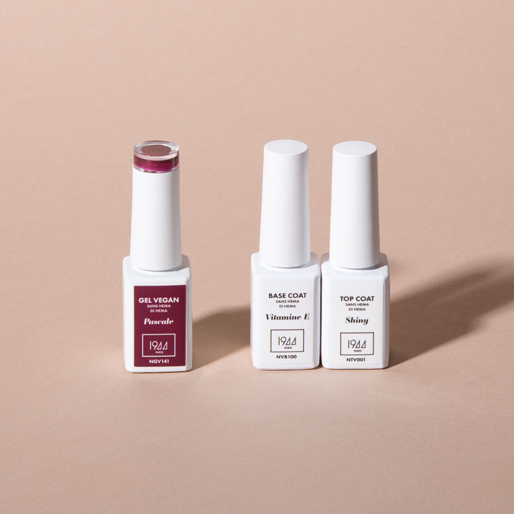 Coffret Gel Vegan une couleur, Base Coat et Top Coat